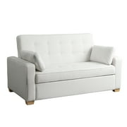 Serta Monroe Modern Convertible Sofa with Queen Size Sleeper, Oyster Woven Fabric