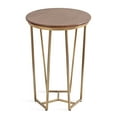 thumbnail image 5 of Kate and Laurel Solvay Round Metal and Wood Side Table, 16 x 16 x 24, Walnut and Antique Brass, Mid-Century Modern Bedroom Nightstand Table with Solid Mango Wood Tabletop and Iron Base, 5 of 7