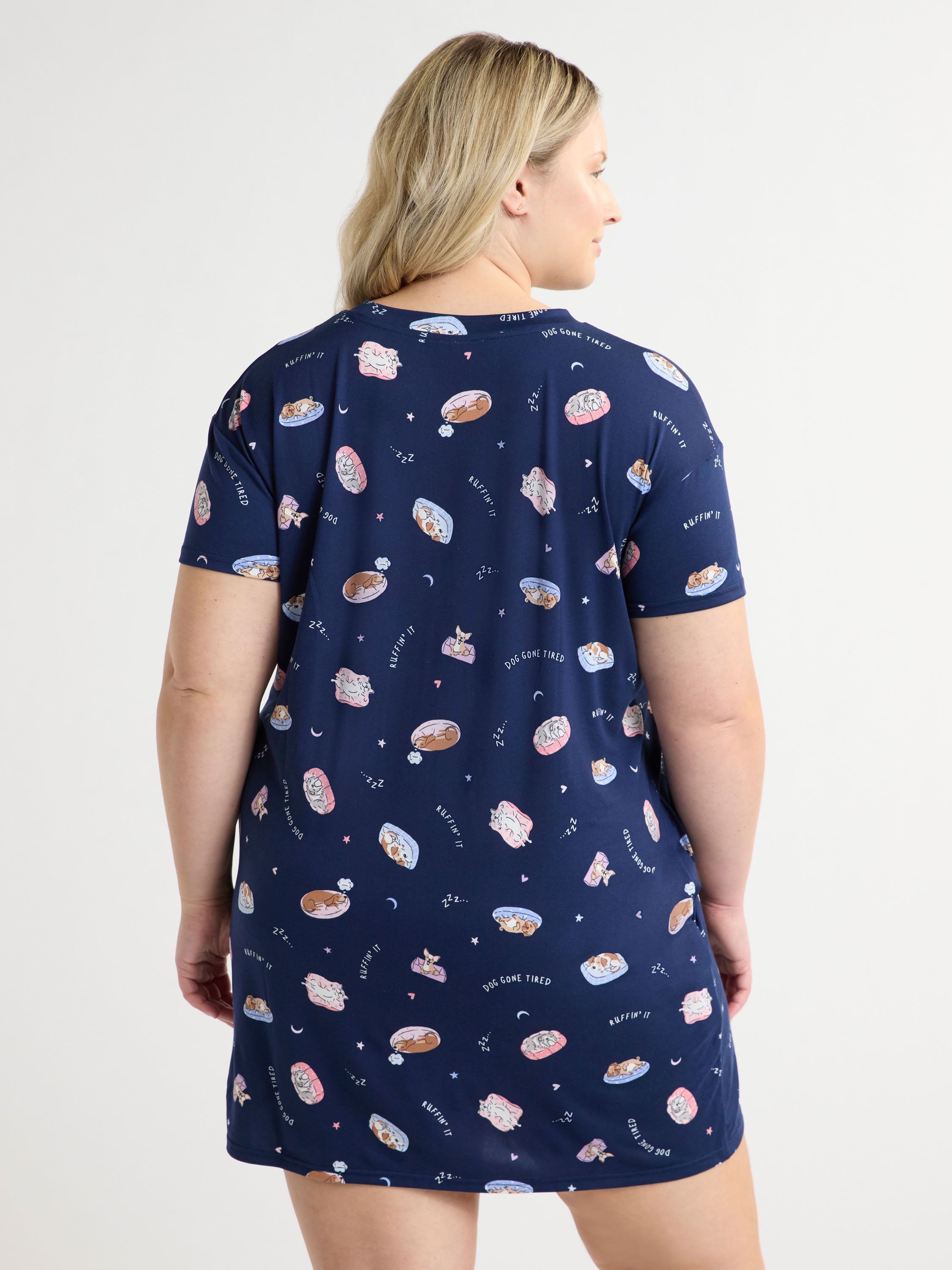 Joyspun Women's Dreamy Soft Collection Sleepshirt with Short Sleeves, Sizes S/M-2X/3X