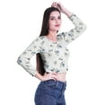 thumbnail image 2 of Moomaya Haut Court à Manches Longues pour Femmes Imprimé Col Rond T-Shirt Crop Top, 2 of 4