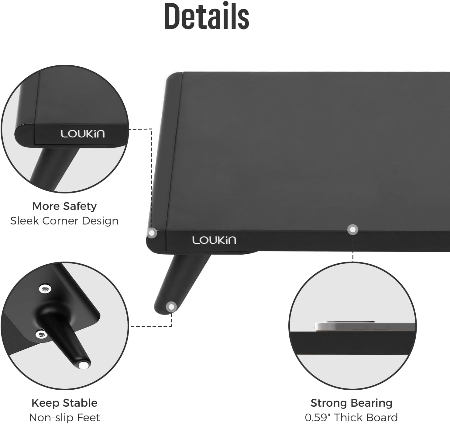 Dual Monitor Stand Riser for Desk, 43.6"*8.2"*3.2" Large Computer Stand for 2 Monitors, Laptop, Printer, Length and Angle Adjustable Computer Shelf, Home Office,Max 43.6" Length(Black)