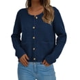 thumbnail image 2 of Suéter PRETTYGARDEN Azul Marino Cardigan Abotonado de Manga Larga Talle S, 2 of 8