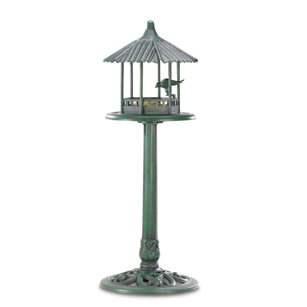 Birdfeeders, Hummingbird Woodpecker Birdfeeder Verdigris Standing Birds Feeder by Songbird Valley