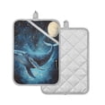 thumbnail image 2 of Two Pieces Of Square Heat Insulation Pad Oven Mitts 7x9.8 Inch Oven Microwave Kitchen Cooking Baking Starry Whale, 2 of 7