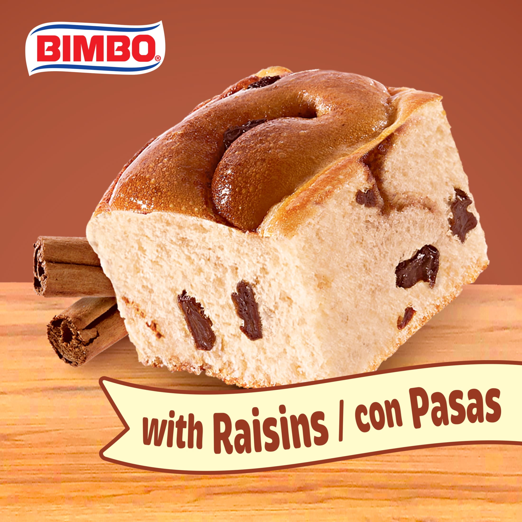 Bimbo Roles de Canela con Pasas Cinnamon Rolls with Raisins, 6 count, Pastries, 12.88 oz Bag