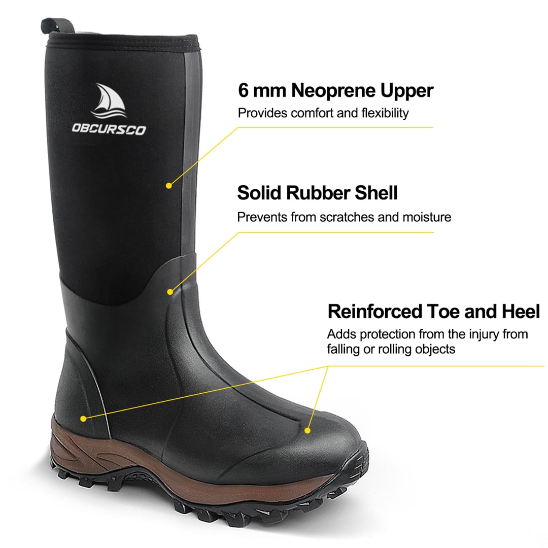 Obcursco Men's Insulated Rubber Hunting Boots - 6mm Neoprene, 400g Thinsulate, Waterproof - View #13
