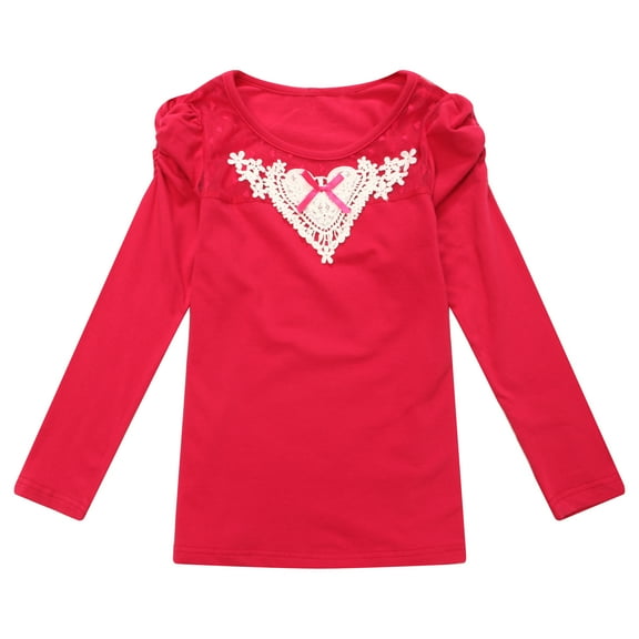 Richie House Girls' Classic Long Sleeve T-shirt with Lace RH1533
