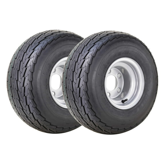 WANDA Trailer Tire Wheel Assembly 18.5x8.5-8 8-Ply D 83L w/ 5 Lugs on 4.5" PCD Silver Rim Installed ,SET 2