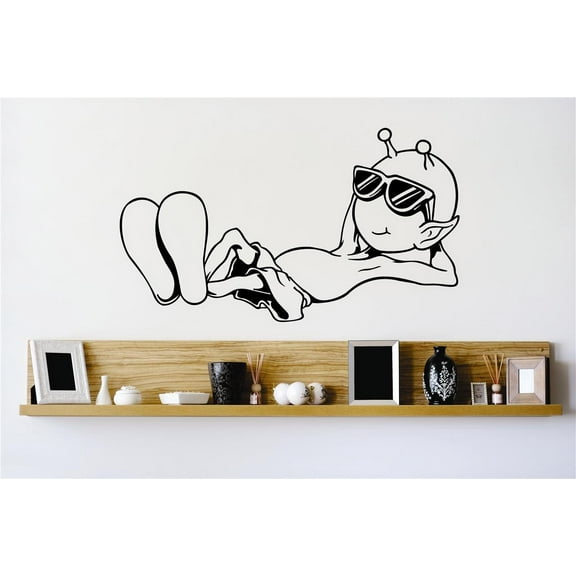 Wall Decal Alien Space Guy Color: Living Sweet Dreams Decorating Holiday Gift Ideas Sticker - Size: 22 Inches X 32 Inches