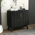 thumbnail image 2 of Jopath Sideboard Cabinet with Adjustable Shelves and Solid Wood Legs, Buffet Cabinet with Storage Mid Century Modern Fluted for Living Room Entryway Hallway Dining Room Kitchen Black, 2 of 9