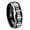 Black 2 Tone Polish Edge, variant on Multiple Fleur De Lis Step Edge Brush Black Tungsten Men Ring 10MM