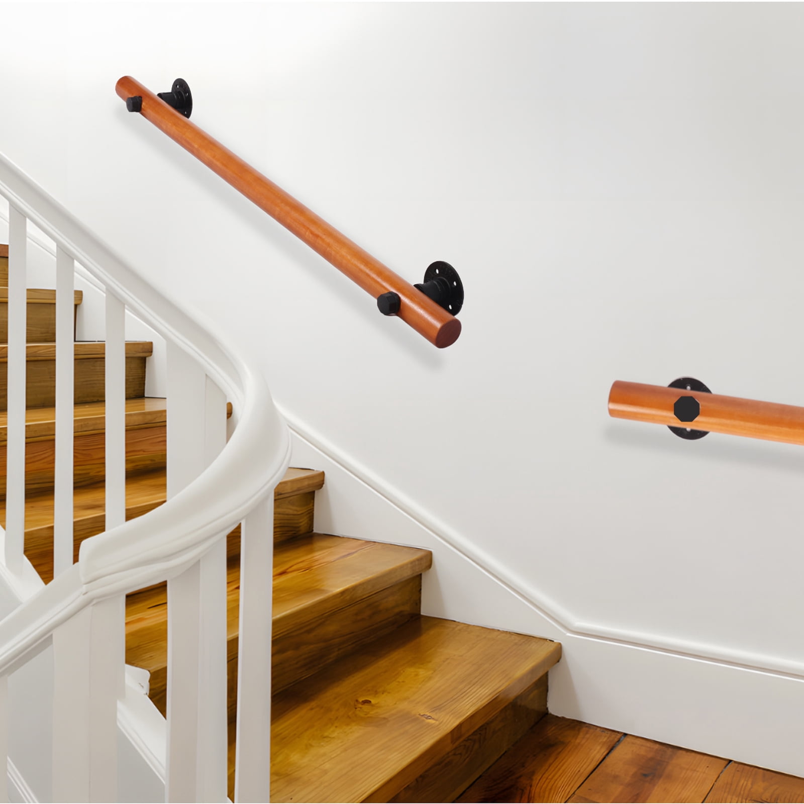 Petoto  Exquisite Solid Wood Staircase Handrail, 3.3ft Non-Slip Indoor Stair Railing for Home