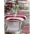 thumbnail image 6 of Outdoor Tablecloth with Umbrella Hole Zipper Wine Red Striped Round Tablecloth 60" Waterproof Outside Table Cloth Vintage Classic Horizontal Stripes Patio Table Cover Tablecloths for Picnic Party, 6 of 8