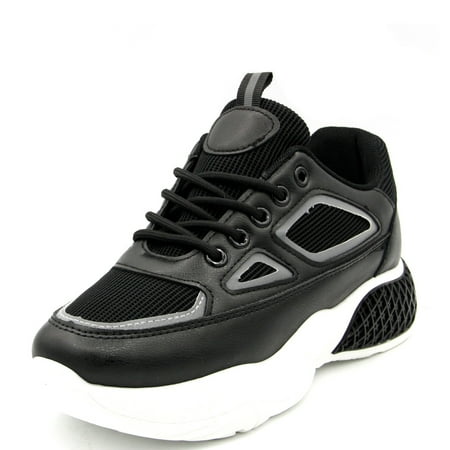 

Women Stylish Thick Sole Women Walking Sneakers Shoes Light Weight Black