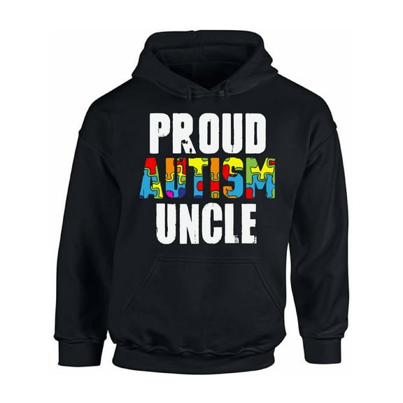 Awkward Styles Proud Autism Uncle Hooded Sweatshirt Autism Awareness Hoodie Family Autism Support Sweaters Autism Hoodie Sweatshirt for Men Autism Awareness Gifts for Uncle Autism Uncle Hoodie