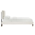 thumbnail image 3 of Platform Bed Frame, Tufted, Rivet Nailhead, White, Velvet, Mid Century Bedroom, Modern Contemporary Boutique HB35524, 3 of 8