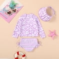 thumbnail image 5 of Younger Tree Toddler Girl Swimsuit Baby Long Sleeve Rash Guard Set with Sun Hat UPF Sun Proction Bathing Suit Swimwear for 18-24 Months, 5 of 8