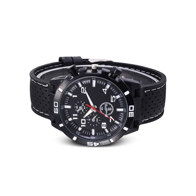 Sonducket Reloj de cuarzo con superficie de espejo de plástico para hombre, reloj de con carcasa de aleación para deportes de negocios, hebilla Relojes Blanco