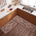 thumbnail image 2 of Boho Area Kitchen Rugs Sets of 2 Large House mats red Non Slip Decor Vintage Fuzzy Washable Pads 47x17 in, 2 of 6