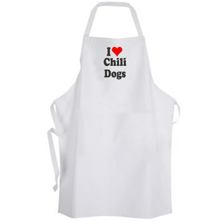 Aprons365 - I Love Chili Dogs – Apron - Food Hot Dog Sauce Chef (Best Way To Cook Natural Casing Hot Dogs)