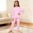 thumbnail image 2 of Kids Pajamas Set Holiday Bowknot Print Long Sleeve Crewneck Top with Pants Soft Two Piece Outfit Girl Clothes Size 5-6 Years, 2 of 6