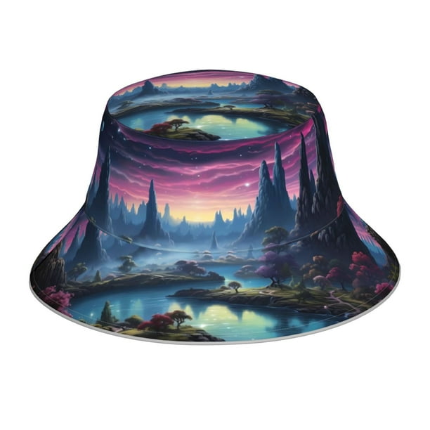 Balery Fantasy Landscape Starry Night Sombreros para el sol para hombre y mujer, sombrero de pescador con UPF 50+