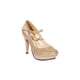 thumbnail image 1 of ZAPATILLAS TACONES VESTIR LEON MUJER DAMA ORO GLITTER 9626 Leon 9626, 1 of 3