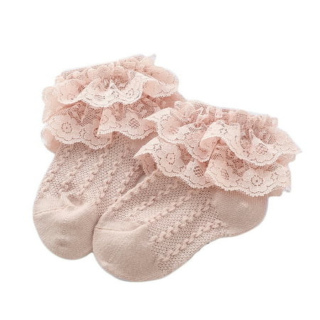 

Suanret H Newborn Baby Princess Socks Solid Bow Lace Cotton Ankle Short Socks