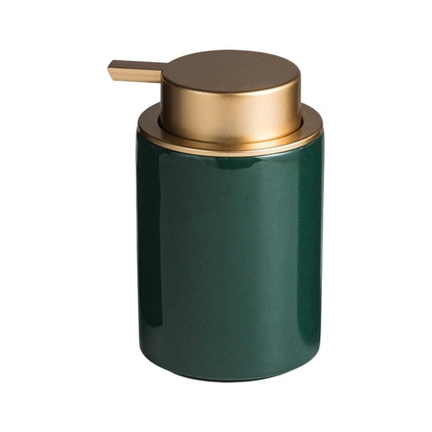 Dispensador de jabón de cerámica, botella con bomba, multiusos, 350 ml, dispensador de jabón para platos Verde