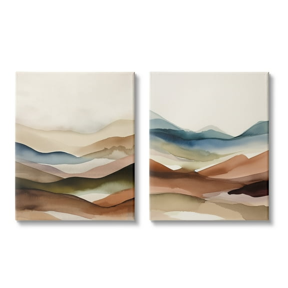 Stupell Industries Abstract Desert Dunes Landscape Painting Gallery Wrapped Canvas Art Print Wall Art, 16 x 20, Set of 2