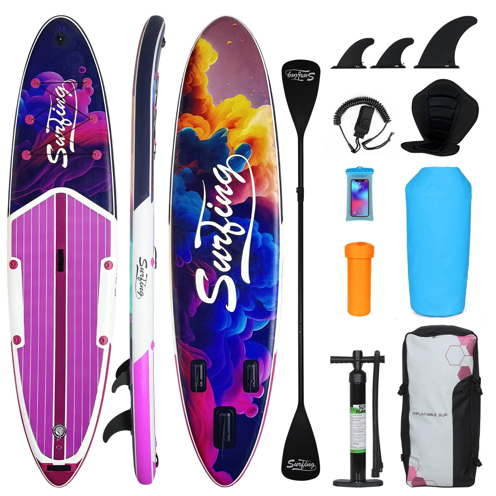 Elecwish Inflatable Stand Up Paddle Boards 11' Wide Stable Design, Non-Slip Comfort Deck, Lightweight