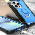 thumbnail image 5 of Dteck Case for iPhone 14 Pro 6.1-inch,Shockproof Rugged Rubber Armor 3-Layer Protection iPhone Case Hybrid Hard PC Back with Ring Holder Kickstand Cover,  Black + Blue, 5 of 7