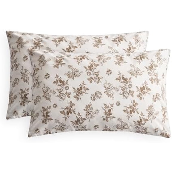 - Cottagecore Pillow Cases, Floral Shabby Chic Vintage Flower Shabby Chic Coquette Aesthetic, Set of 2 Soft Pillowcases Pillow Shams Covers, Brown Taupe, Standard Size 20x26 Inches
