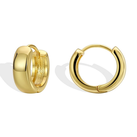 18K Gold Plated Huggie Hoop Earrings For Women | Medium Earrings | Women's Gold Plated Earrings | Perfect Size Hypoallergenic Earrings