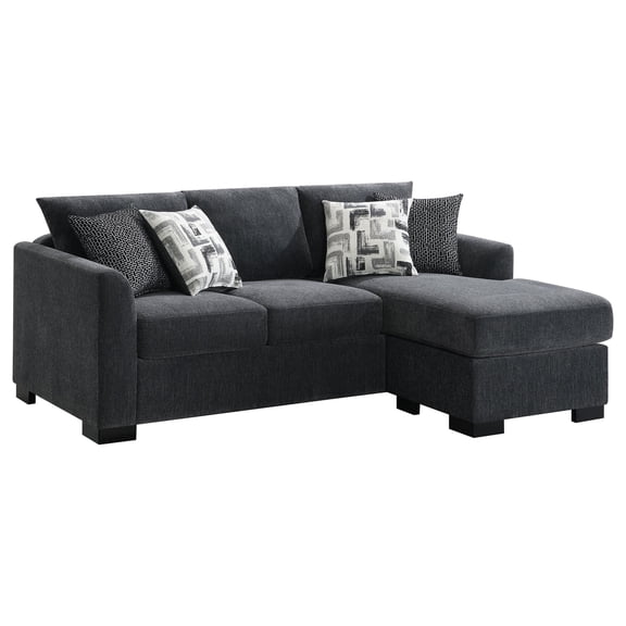 Storia Sleeper Sectional Chaise Sofa, Dark Gray, 4 Pillows, 84 Inch