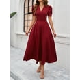thumbnail image 6 of Yesfashion Women's Summer V Neck Short Sleeve Maxi Dress Loose High Waist Flowy Long Beach Dress, 6 of 9