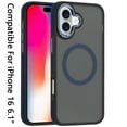 thumbnail image 3 of For iPhone 16 6.1 inch Royal Magnetic Ring Skin-Touch HQ Metal Buttons/Camera Lip Hybrid - Blue, 3 of 3