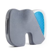 Therapy Orthopedic Cooling Gel Seat Cushion - Premium Memory Foam Office Car Chair Pillow - Stress Relief for Back Pain Pillow (Coccyx Cushion)