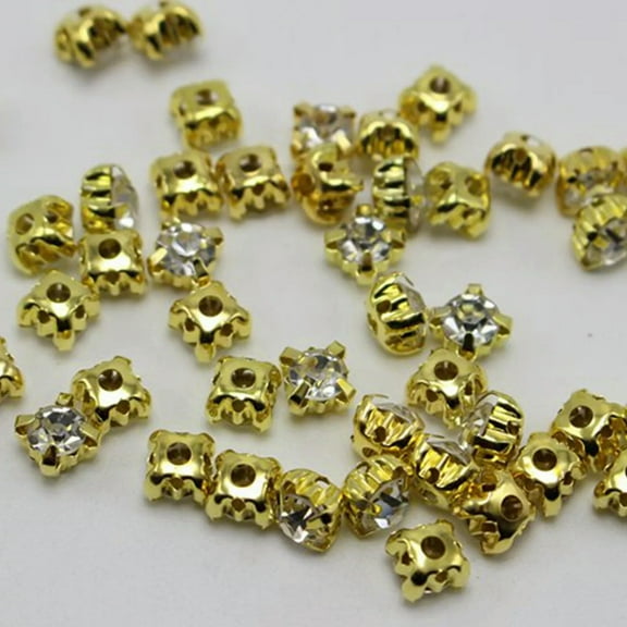 U8MO 200 Golden Clear Crystal Glass Rose Montees 5mm SS18 Sew on Rhinestones Beads