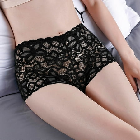 

qazqa ladies waist high waist lace mesh waist slim thin underwear black one size