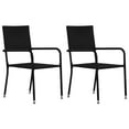 thumbnail image 1 of vidaXL Garden Dining Chairs 2 pcs Stackable Black Poly Rattan, 1 of 4