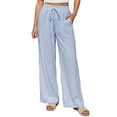 thumbnail image 2 of BUIGTTKLOP Womens Pants Casual Drawstring Elastic Waist Lounge Pants Striped Wide Leg Pants with Pockets, 2 of 6