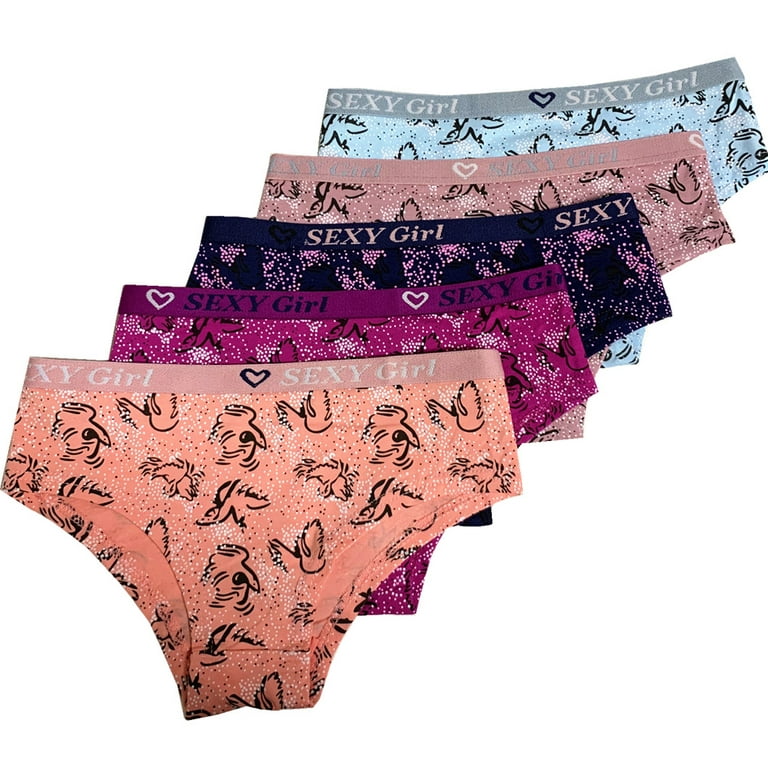 LOT NICE !!5 Women Bikini Panties Brief Floral Lace Cotton
