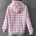 thumbnail image 6 of Women's Plaid Print/Color Block Hoodies Plus Size Waffle Drawstring Long Sleeve Casual Loose Pockets Pullover Tops(Hot Pink,XXXL), 6 of 6