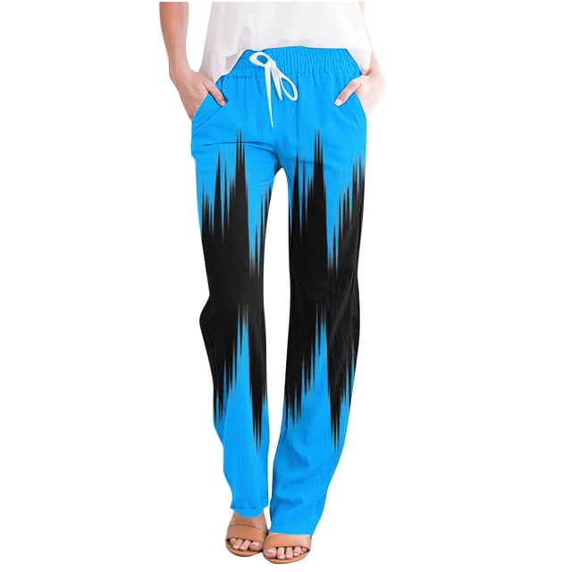FAIWAD Womens Linen Pants Straight Leg Loose Drawstring Sweatpants Summer Plus Size Lounge Joggers Pants