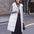 thumbnail image 2 of GigrtiJin Womens down Cotton Vest Long Solid Color Hooded Thickened Warm Sleeveless Jackets Coat with Pockets, 2 of 8