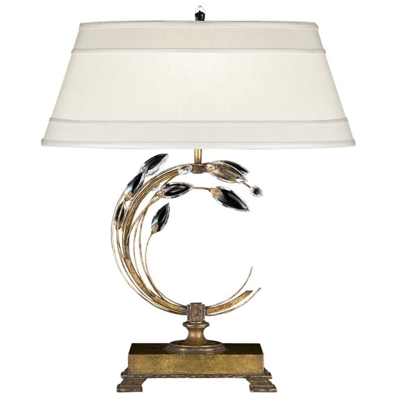 Table Lamp CRYSTAL LAUREL Right-Side Facing 1-Light Gold Leaf Faceted Met FA-468
