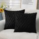 thumbnail image 1 of Soft faux fur pillowcase 16x16 plush short wool velvet decorative pillowcase - living room sofa pillowcase set of 2 pieces - black, 1 of 3