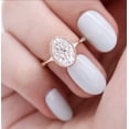 thumbnail image 2 of Solitaire Jewels Dainty Bezel Set Oval Moissanite Engagement Ring For Women, 18K Rose Gold, 2 of 5