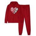 thumbnail image 2 of ibuvkizy Track Suits for Women Set!Men's and Women's Sports Tracksuits Long Sleeve Pullover Hoodies Sweatshirt Loose Coat and Sweatpants Fall Winter Suit Red,S, 2 of 7